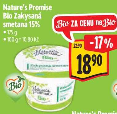 Nature's Promise Bio Zakysaná smetana 15%, 175 g