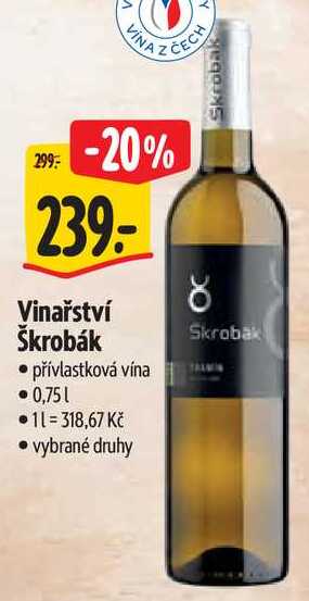 Vinařství Škrobák, 0,75 l