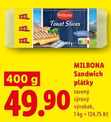 MILBONA Sandwich plátky, 400 g