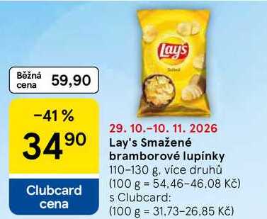 Lay's Smažené bramborové lupínky, 110-130 g, více druhů