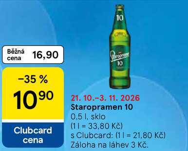 Staropramen 10, 0.5 I, sklo