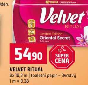 VELVET RITUAL 8x 18,3 m toaletní papir 3vrstvý Terno