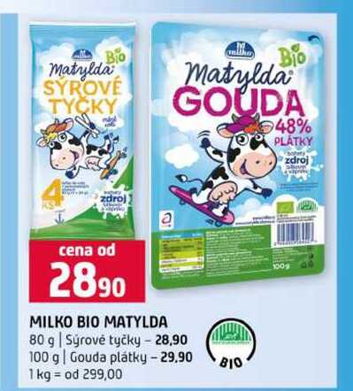 MILKO BIO MATYLDA 80 g Sýrové tyčky