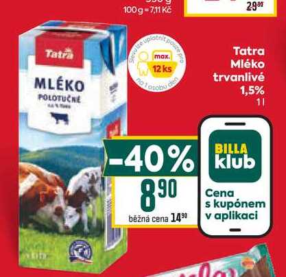 Tatra Mléko trvanlivé 1,5% 1l 