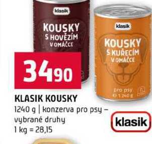 KLASIK KOUSKY 1240 g konzerva pro psy vybrané druhy