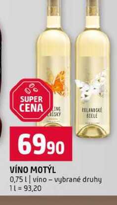 VÍNO MOTÝL 0,75l vino vybrané druhy
