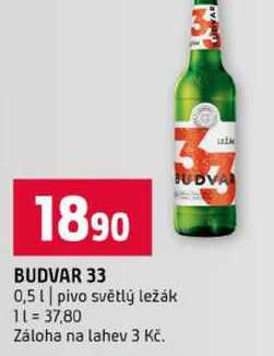 BUDVAR 33 0,5l pivo světlý ležák 