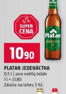 PLATAN JEDENÁCTKA 0,5l pivo světlý ležák