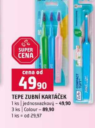 TEPE ZUBNÍ KARTÁČEK 1 ks jednosvazkový 3 ks Colour Terno