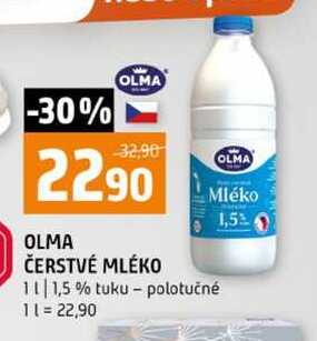 OLMA ČERSTVÉ MLÉKO 1l 1,5% tuku polotučné