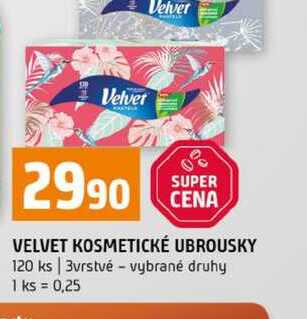 VELVET KOSMETICKÉ UBROUSKY 120 ks 3vrstvé vybrané druhy