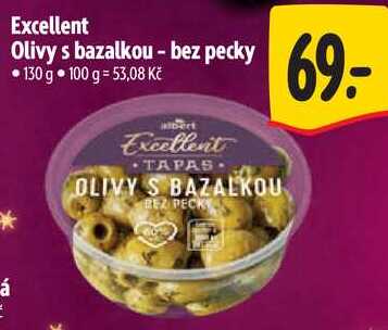 Excellent Olivy s bazalkou - bez pecky, 130 g