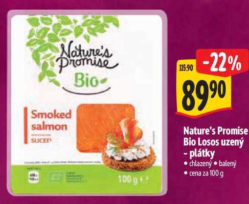Nature's Promise Bio Losos uzený - plátky, cena za 100 g