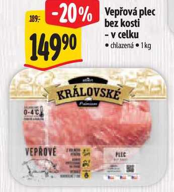 Vepřová plec bez kosti - v celku, 1 kg
