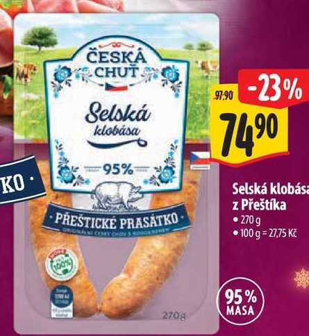 Selská klobása z Přeštíka, 270 g