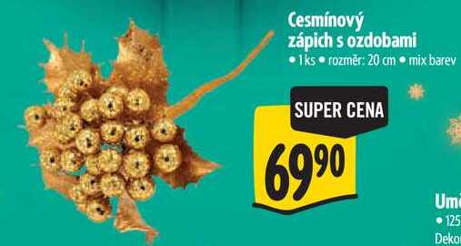 Cesmínový zápich s ozdobami, 1 ks