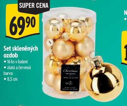Set skleněných ozdob, 16 ks