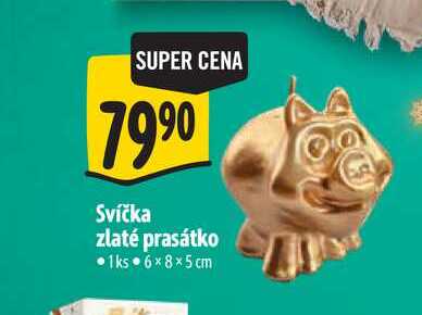 Svíčka zlaté prasátko 1ks 6×8×5 cm