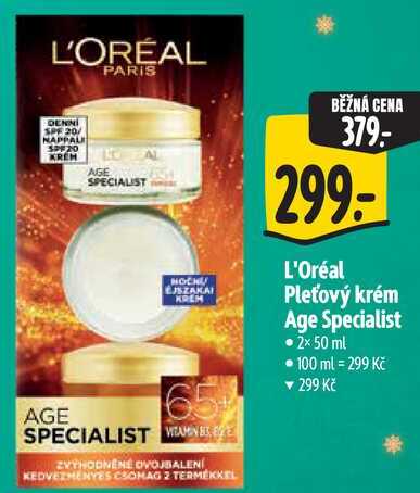 L'Oréal Pleťový krém Age Specialist, 2x 50 ml Albert