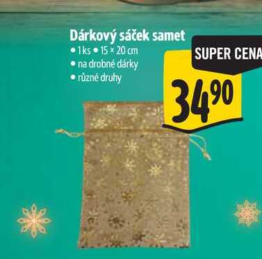 Dárkový sáček samet 1ks 15x20 cm