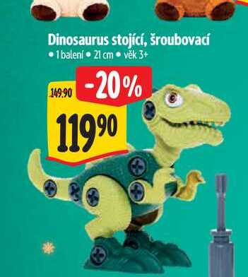 Dinosaurus stojící, šroubovací  21 cm Albert