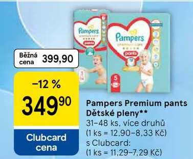 Pampers Premium pants Dětské pleny, 31-48 ks, více druhů 