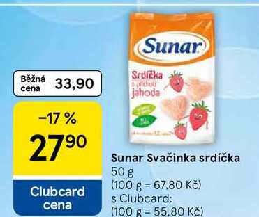 Sunar Svačinka srdíčka, 50 g Tesco