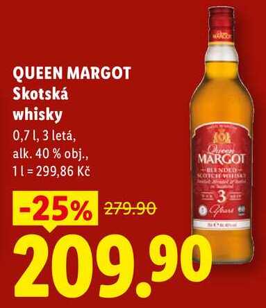 QUEEN MARGOT Skotská whisky, 0,7 1, 3 letá, alk. 40 % obj
