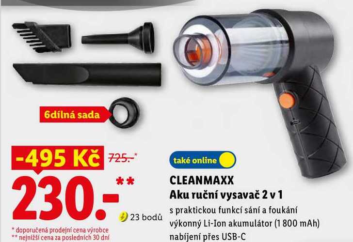 CLEANMAXX Aku ruční vysavač 2 v 1