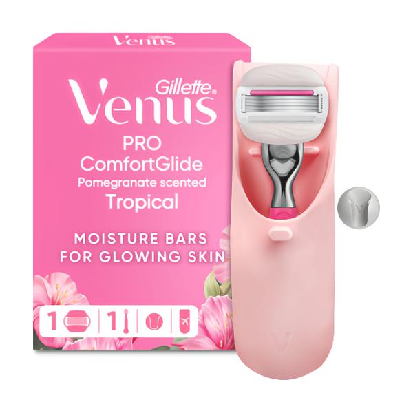 Gillette Venus Tropical ComfortGlide holicí strojek + náhradní hlavice + držák + pouzdro