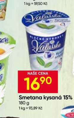 Smetana kysaná z Valašska 15% 180g, vybrané druhy