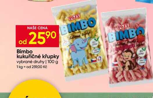 Bimbo kukuřičné křupky vybrané druhy 100 g