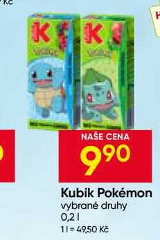 Kubik Pokémon vybrané druhy 0,2l Hruška