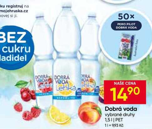Dobrá voda LEHKÁ vybrané druhy 1,5l
