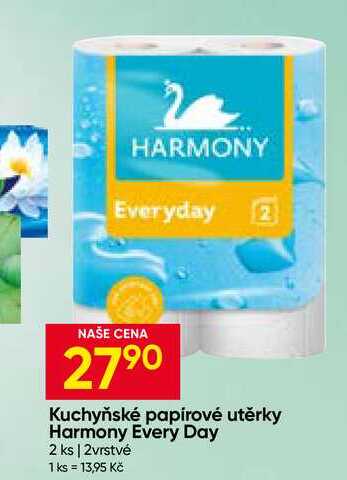 Kuchyňské papírové utěrky Harmony Every Day 2 ks 2vrstvé Hruška