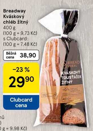 Breadway Kváskový chléb žitný, 400 g