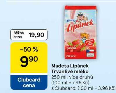 Madeta Lipánek Trvanlivé mléko, 250 ml