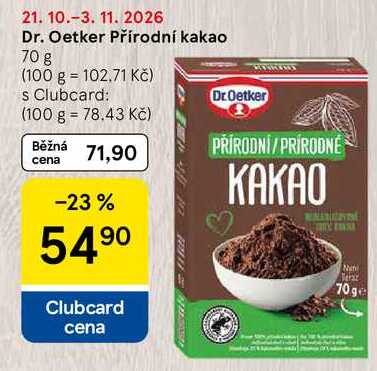 Dr. Oetker Přírodní kakao, 70 g