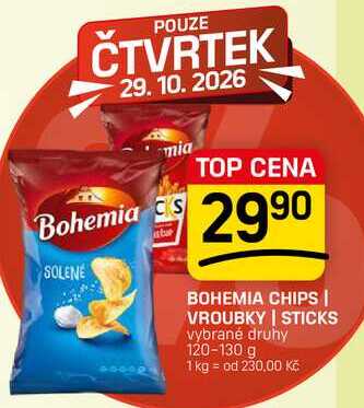 BOHEMIA CHIPS | VROUBKY | STICKS vybrané druhy 120-130 g