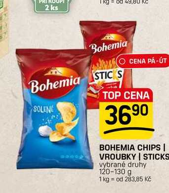 BOHEMIA CHIPS | VROUBKY | STICKS vybrané druhy 120-130 g