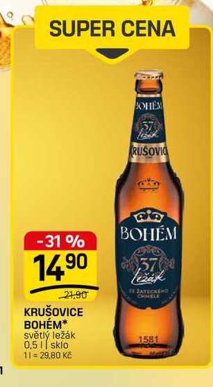 KRUŠOVICE BOHÉM* světlý ležák 0,5l