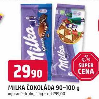 MILKA ČOKOLÁDA 90-100 g