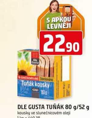 DLE GUSTA TUŇÁK 80 g/52 g kousky ve slunečnicovém oleji