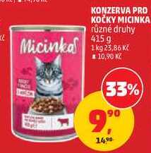 KONZERVA PRO KOČKY MICINKA různé druhy, 415 g