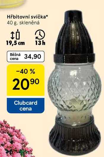 Hřbitovní svíčka, 40 g. skleněná Tesco