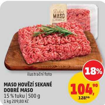 MASO HOVĚZÍ SEKANÉ DOBRÉ MASO 15% tuku, 500 g
