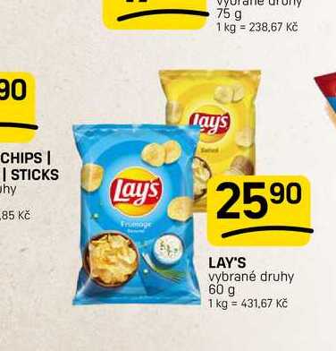 LAY'S vybrané druhy 60 g