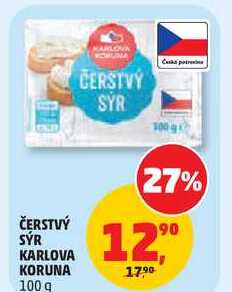 ČERSTVÝ SÝR KARLOVA KORUNA, 100 g