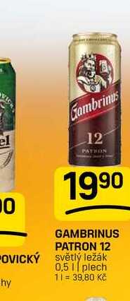 GAMBRINUS PATRON 12 světlý ležák 0,5 1 plech 