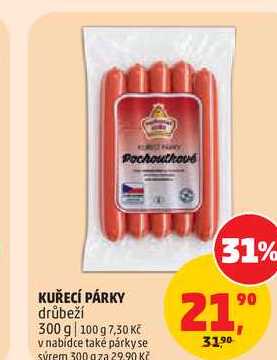 KUŘECÍ PÁRKY drůbeží, 300 g  